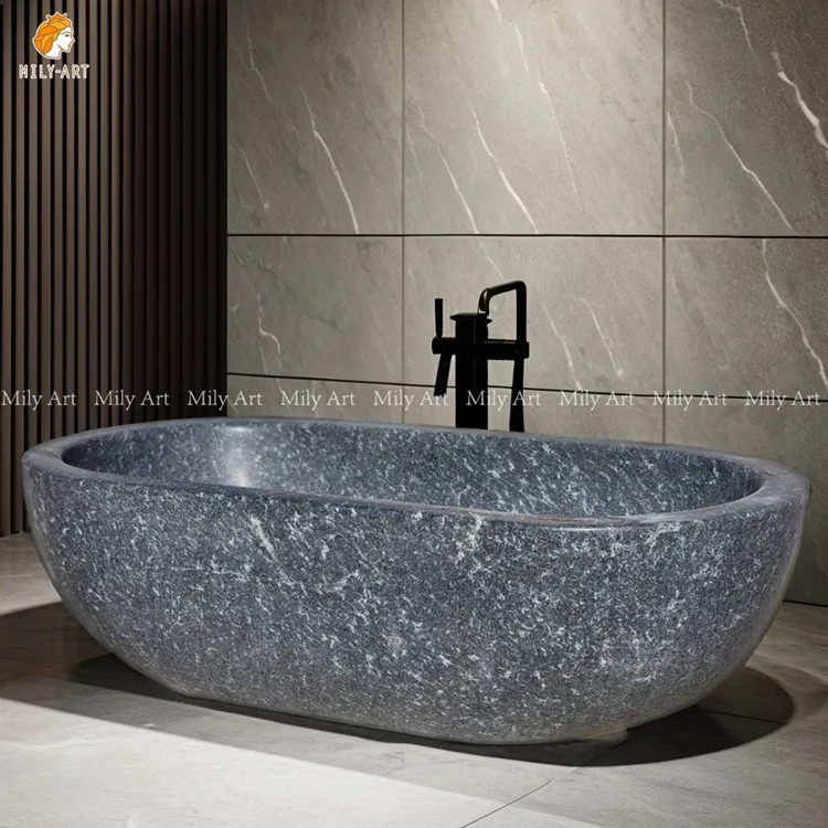 Grey Stone Round Marble Natural Graphic Design Modern Freestanding Bath Tub Bathtub for Sale