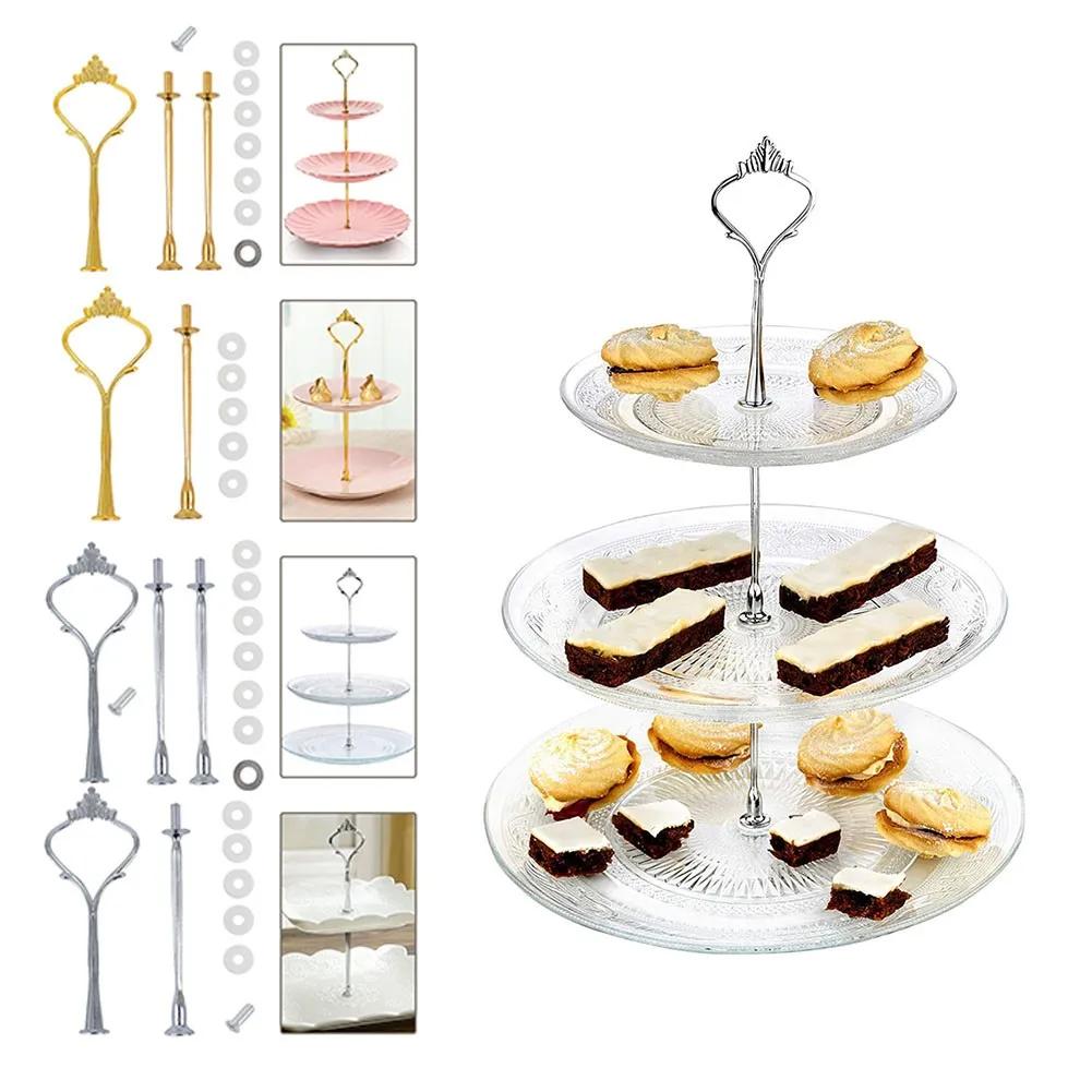 

Zinc Alloy 2/3 Layer Cake Tray Bracket Dessert Tray Support Bracket Fruit Tray Support Tool Wedding Banquet With Screw No Plate