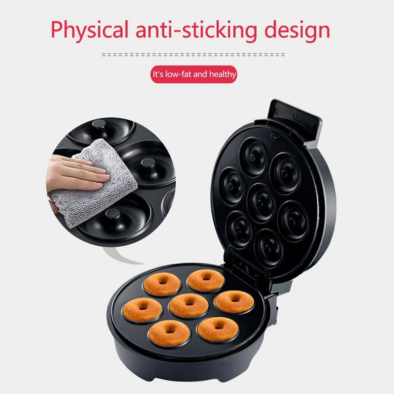 Electric Donut Machine 1200W Non-Stick Coated Kitchen Donut Maker Kid's Snacks Desserts Breakfast Makes 7Donuts US Plug