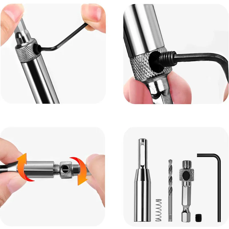 HSS Self Centering Hinge Drill Bit Door Window Cabinet Woodworking Hole Puncher Wood Reaming Tool Countersink Drill Bits Set drill bit set