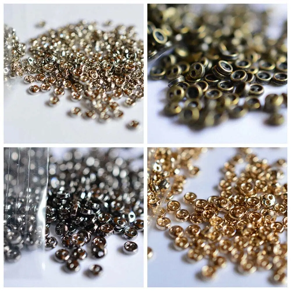 3/4mm Metal Buttons 50pcs Mini Buttons for Dolls Clothes 2Holes Sew Button for Needlework Round Buckles Handmade Accessories