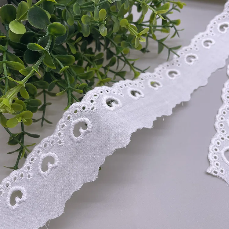 1Meter Hollow Love Heart Floral Embroidery White Cotton Lace Ribbon DIY Apparel Sewing & Fabric