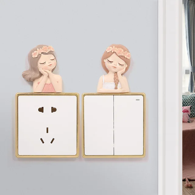 Gyantabuborék Tündér Lány Kapcsoló Matrica Nappali Könnyű Tábla Outlet 3D Fali Matricák Dísz Otthoni Dekoráció - Image 3