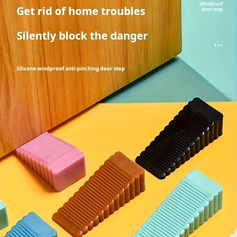 Safety Silicone Door Stop Stoppers Block Wedge Doorstops Home Office Rear Retainer Anti-collision Stop silicone door stopper door stopper