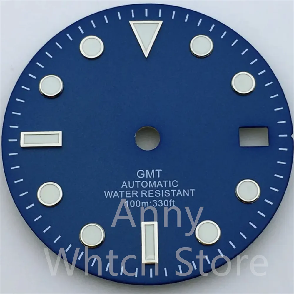 Green Luminous GMT Watch Dial with Four Hands - Premium 29mm Replacement Part