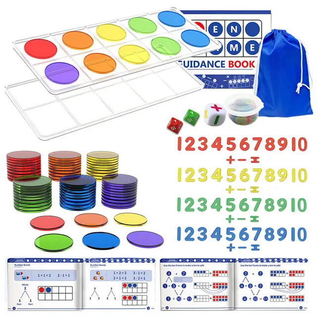 Montessori Sensory Education Light Table Toys Open Material Ten Grid Arithmetic Learning Translucent Blocks Math Toys For Kids 2
