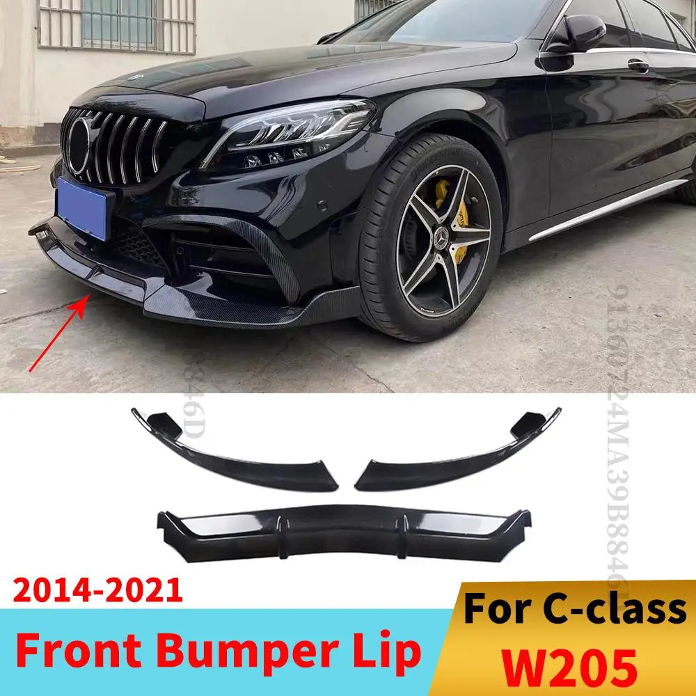 

Front Bumper Lip Cover Chin Guard For Mercedes W205 Benz C 2014-2021 C200 C260 C300 C180 Style Tuning Body Kit Refit Trim