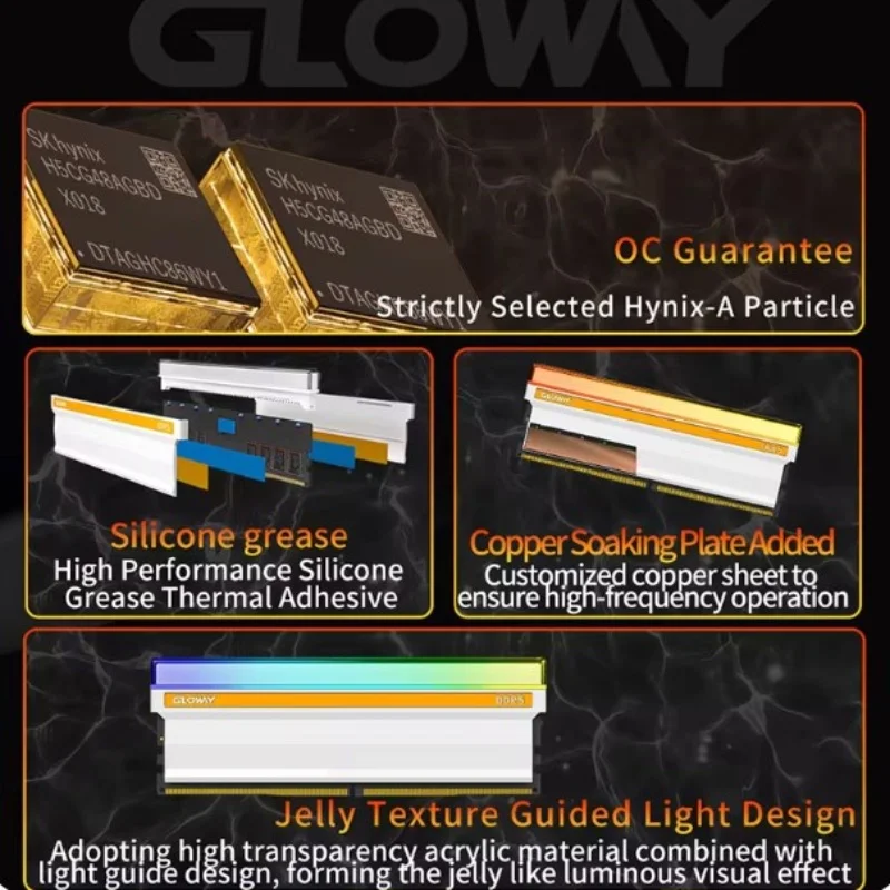 Gloway-DDR5 udimmデュアルチャネルRAMセット,6400mhz,hynixダイ,32gb