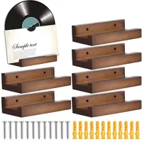 6PCS Wood Vinyl Record Shelf Wall Mount Small Wall Record Holder Display Shelf Vinyl Record Shelves Record Album Display Holder 1