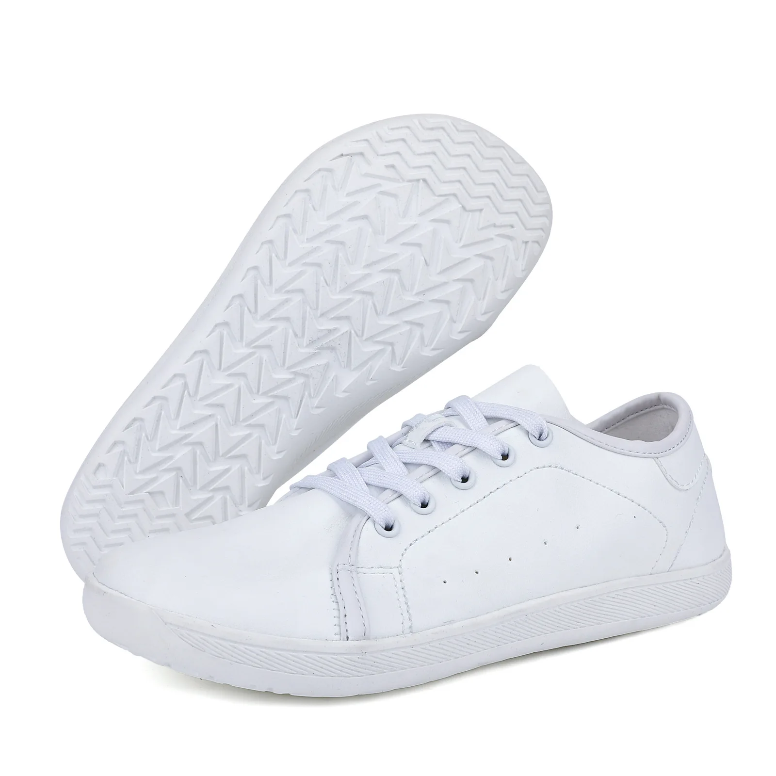 HQFUG Minimalist Shoes for Men Women Wide Toe Barefoot Zero Drop Shoes Casual Leather Fashion Sneakers Lightweight Walking Shoes