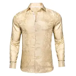 Sky Blue Paisley Jacquard Long Sleeve Men's Shirt with Lapel for Business and Formal Events (CY - 1037)