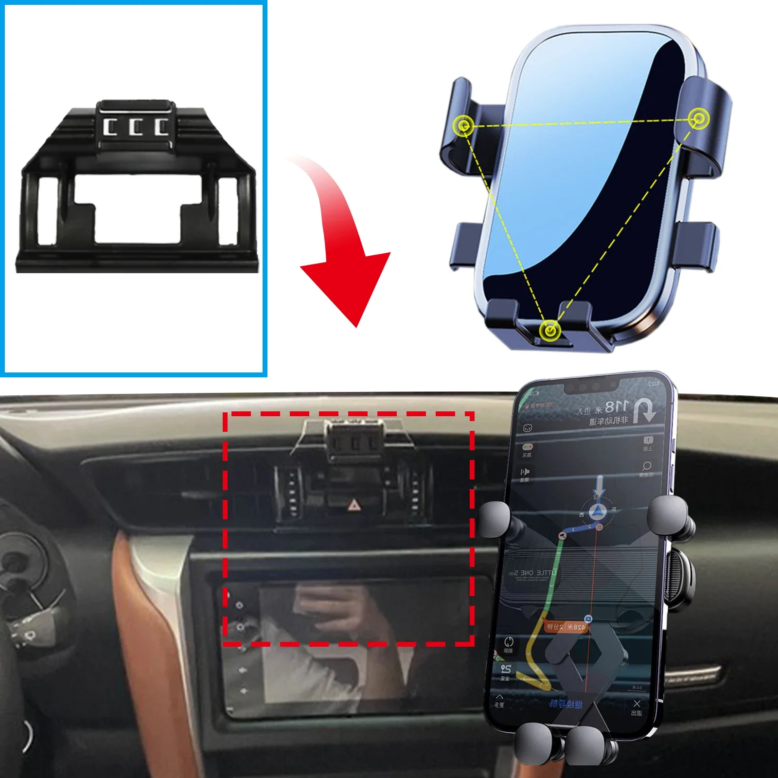 Toyota Fortuner 2016 2017 2018-2021에 적합 전화 홀더, 대시보드 스크린 마운트 브래킷 간편한 설치 ? ? 자동차 액세서리