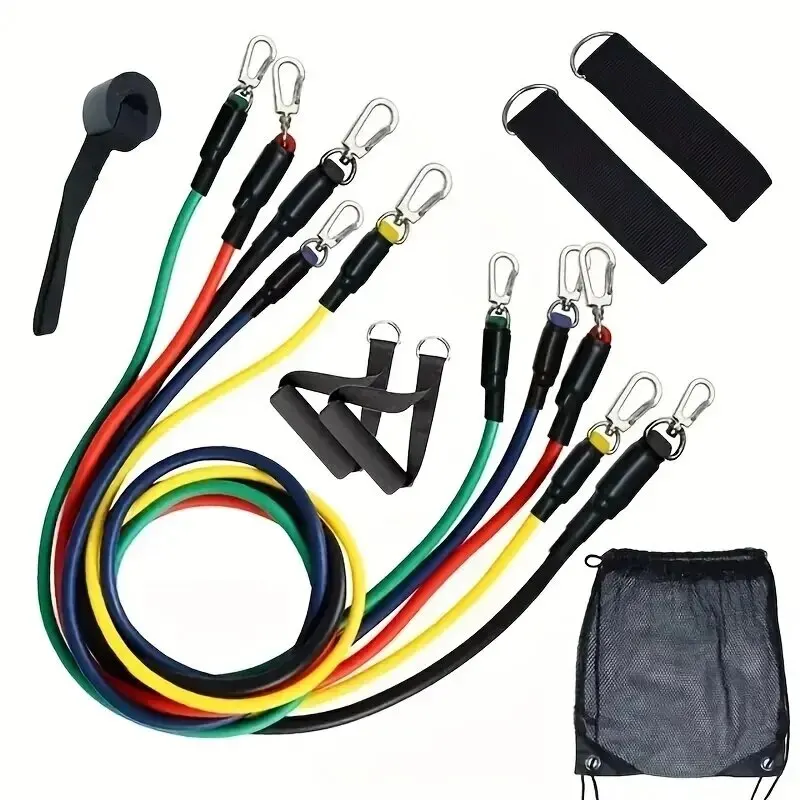 Pull Rope 11pcs/Set Resistance Bands Portable Fitness Equipment Ankle Strap Chest Expander Elastic Exercise Band resistance bands resistance band resistance strap chest expander fitness tension rope