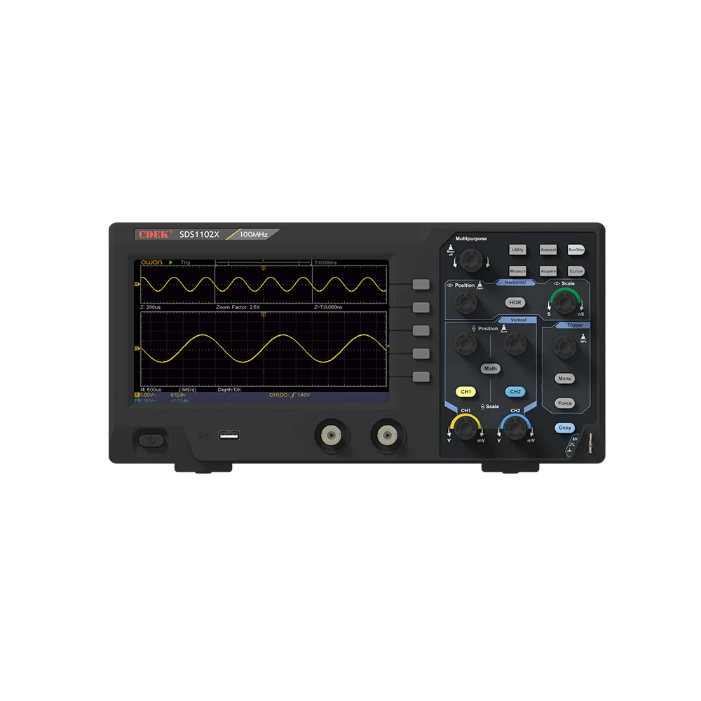 Digital Tester CDEK SDS1102X Digital Meter 7inch LCD USB Tester 2 Channels 100Mhz Bandwidth