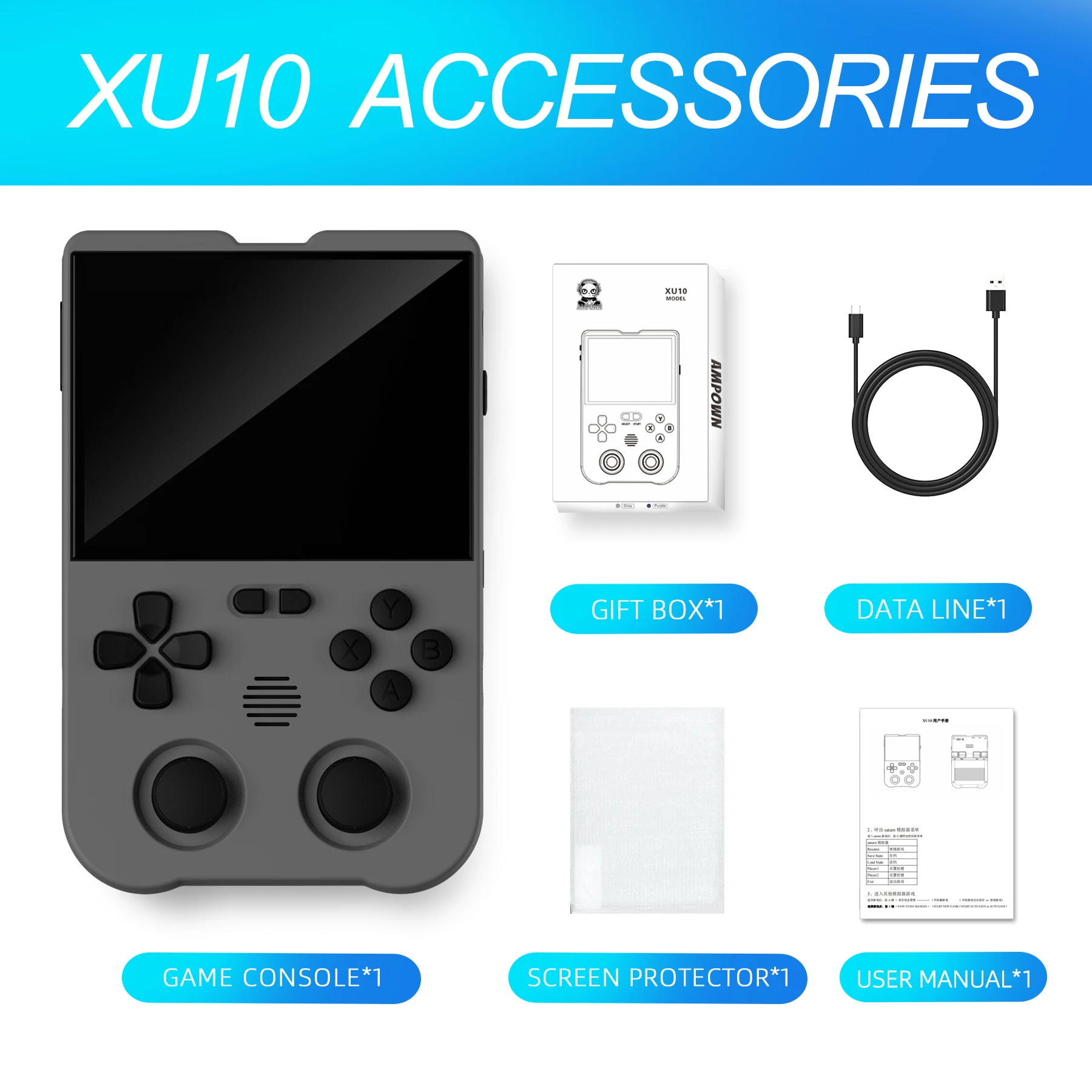 Ampown XU10 Handheld Game Console 3.5\
