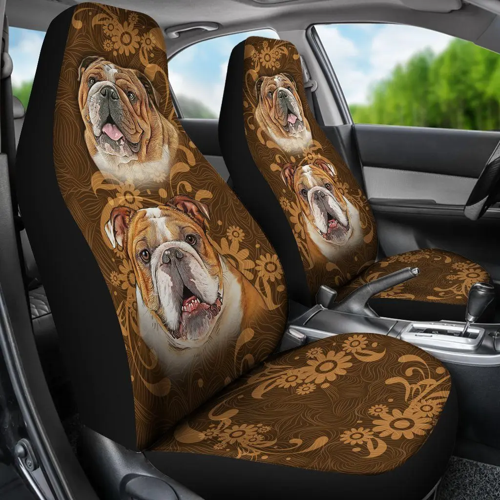 

Bulldog Car Seat Covers Custom Vintage Car Accessories For Dog Lovers,Pack of 2 Universal Front Seat Protective Cover