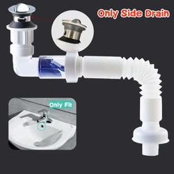 Retractable Anti-Odor Kitchen & Bathroom Drain Pipe Set with Deodorizing Filter (B Type-White)