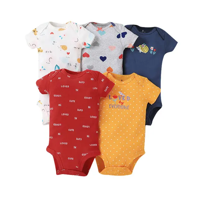 2023 Baby Bodysuit Baby Girl Jumpsuit 5-pack  Summer Toddler Boys Clothes Cotton Cartoon Newborn ropa bebe Clothing Costume 3