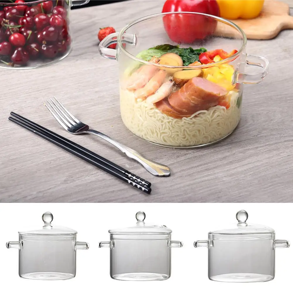Transparent Glass Saucepan with Cover Dual Handles Stovetop Pot for Pasta Noodle, Soup, Milk, Baby Food Making Kitchen Stew Pot