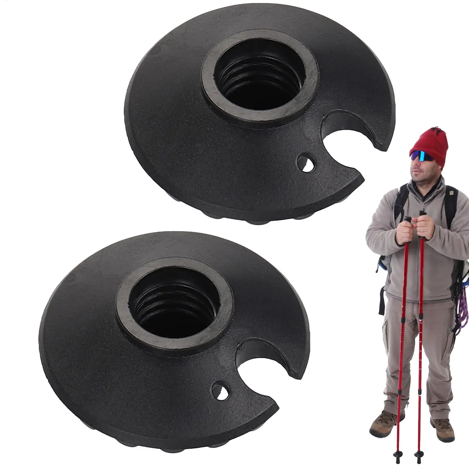 1 Paar Trekkingstöcke mit Schneekorb für Outdoor-Camping und Wanderungen, Wanderstock mit Schneeflockenkorb für Schlamm, Sand und Schnee, Ersatzteile – Detail 5