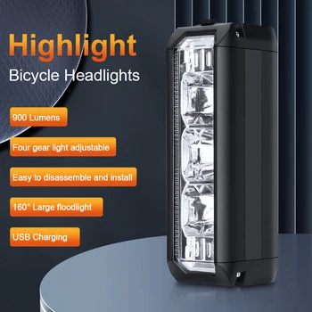 USB Rechargeable Bike Front Light 900 Lumens Cycling Light 2000mAh Bike Lights for Night Riding/Cycling Safety Lamp 2