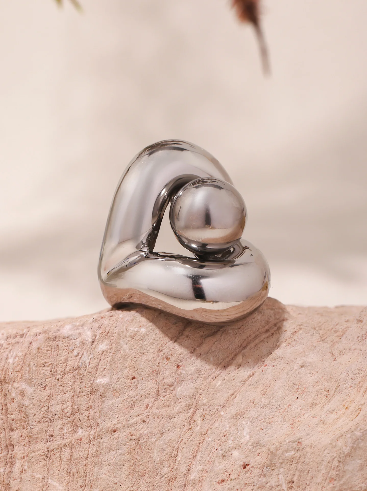 Neuer Ring aus Edelstahl 316, für Damen, Goldfarbe, Silber, Lippen, sphärisch, personalisierbar, großer Ring, weiblicher Modeschmuck, wasserdicht – Detail 9