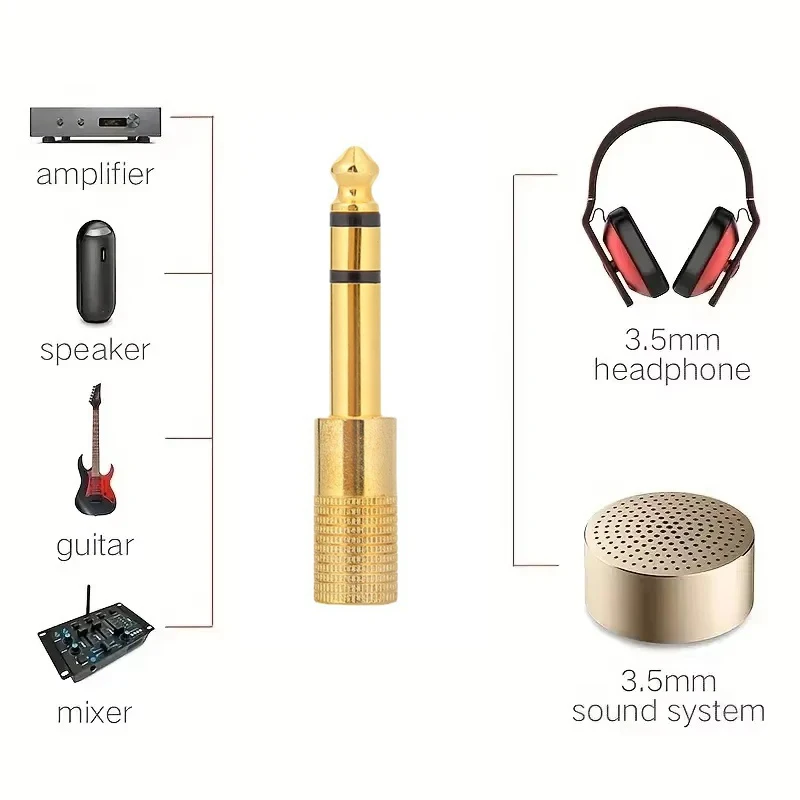 Universal Audio Adapter - Dual Size 6.5mm and 3.5mm Male Stereo Converter for Headphones and Microphones