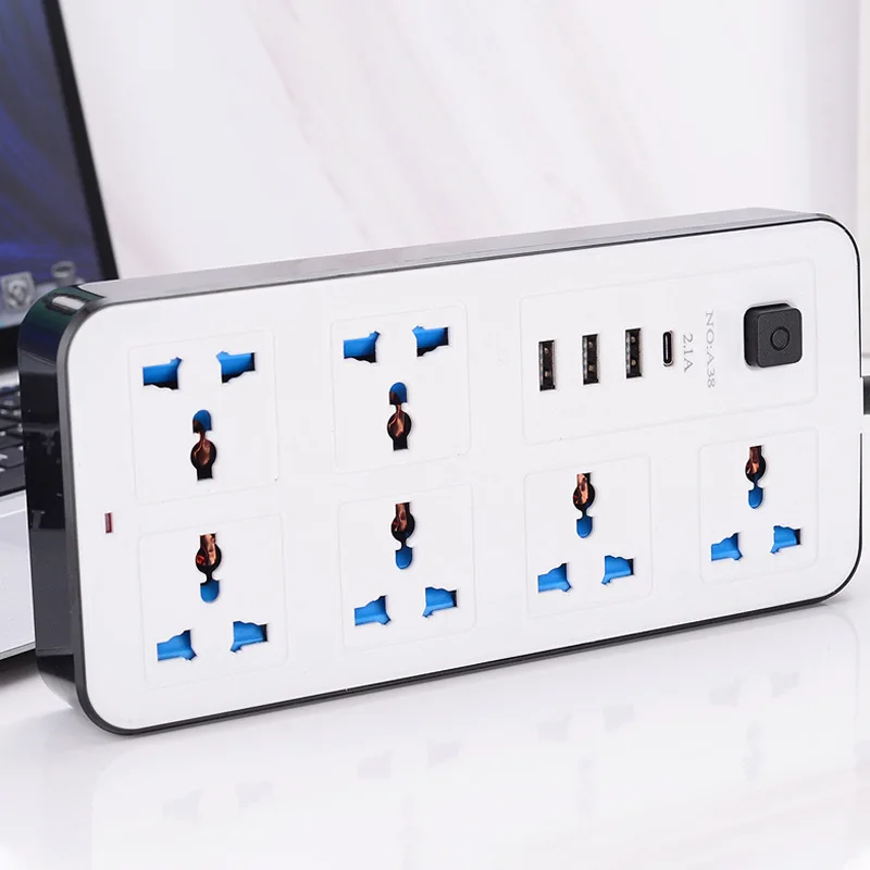 Power Multi Tap Universal Plug EU US UK Outlet Power Strip 1.8m Extension Cord AC Type C USB Port Charge Electrical Socket