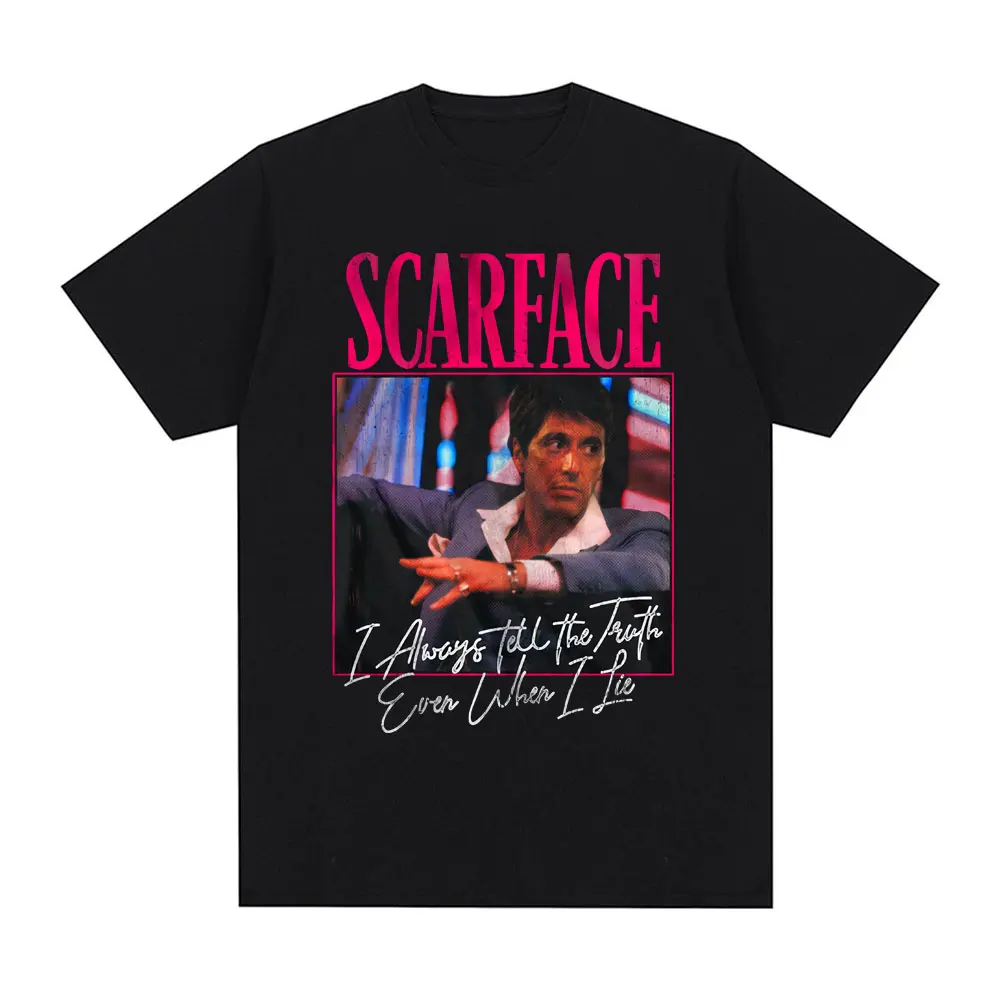 Il Film Scarface Dice Sempre La Verità Anche Quando Mento T-Shirt Con Grafica Tony Montana T-Shirt Oversize Punk Vintage Moda Uomo