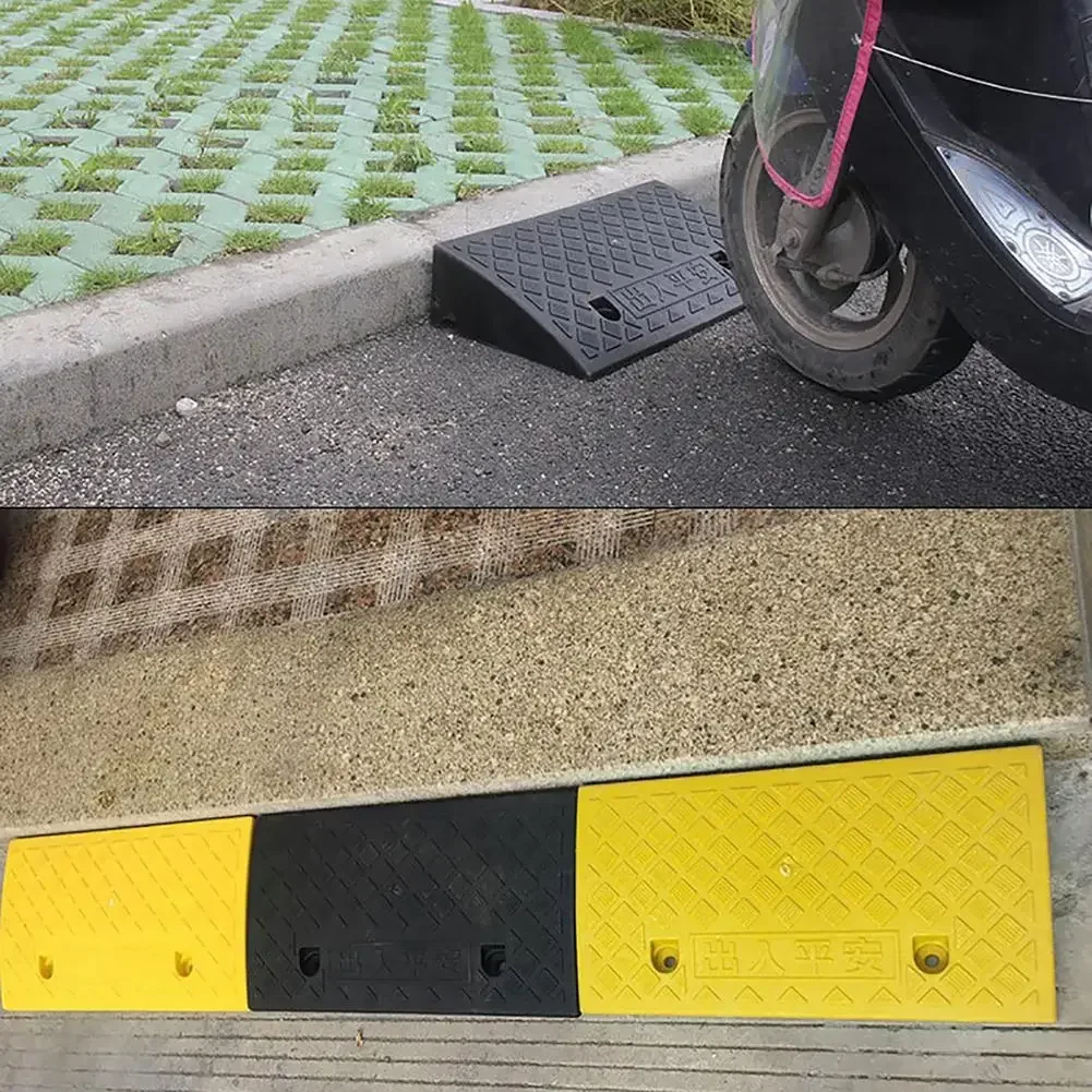 Durable Curb Ramps Car Wheel Driveway Ramps Anti-Slip Black Threshold Ramp Yellow Speed Bump Tires Curb Ramps Bike