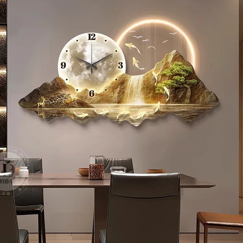 Chinesischen Stil Schlafzimmer Wanduhren Küche Moderne Alarm Nordic Große Größe Kunst Wandbild Wand Uhr Luxus Duvar Saati 3