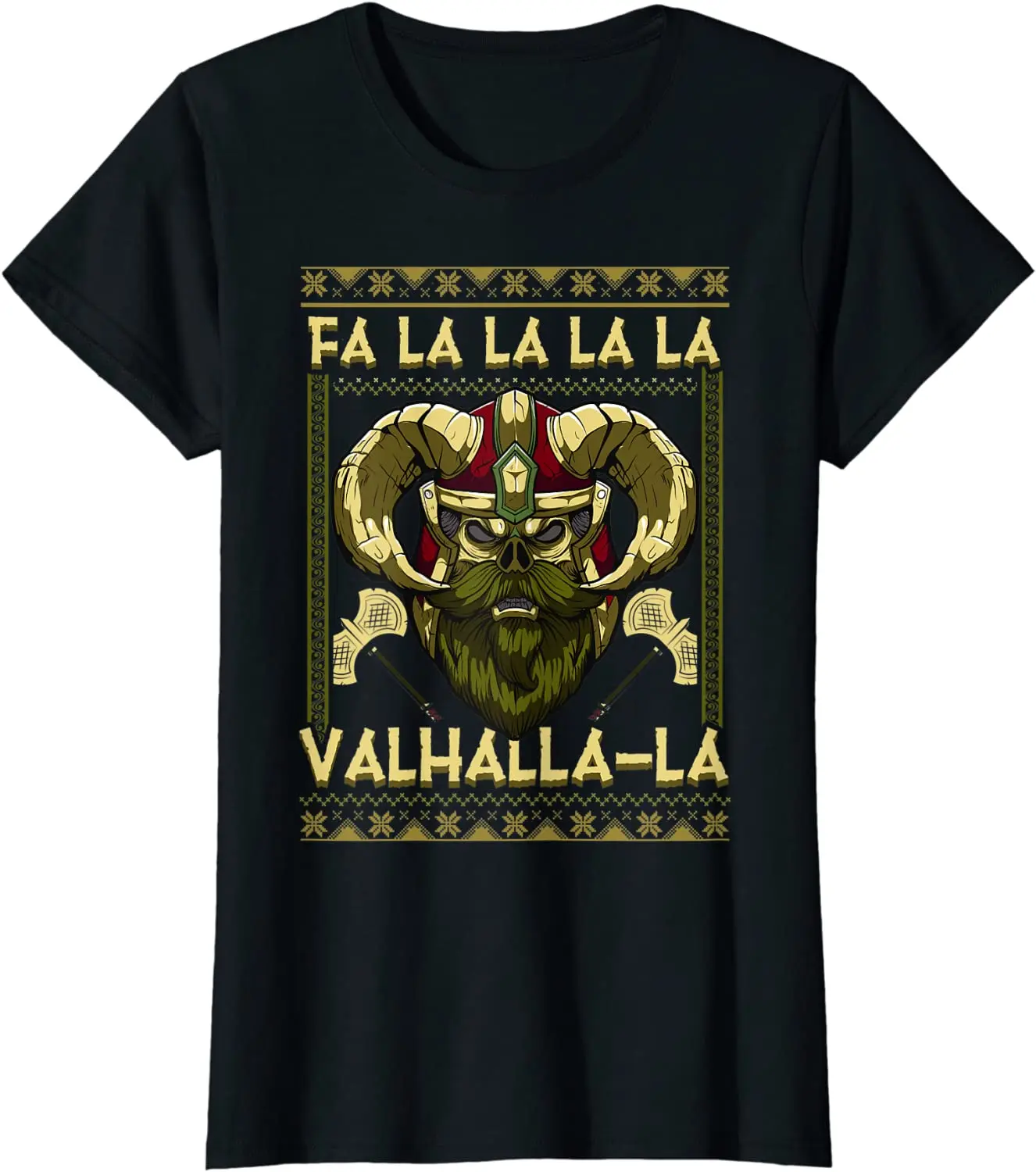 thumbnail image 1 of Camiseta navideña de la familia Vikingies de Fa La Valhalla, 100 % algodón, cuello redondo, manga corta, informal, para hombre, talla S-3XL, 1 of 5
