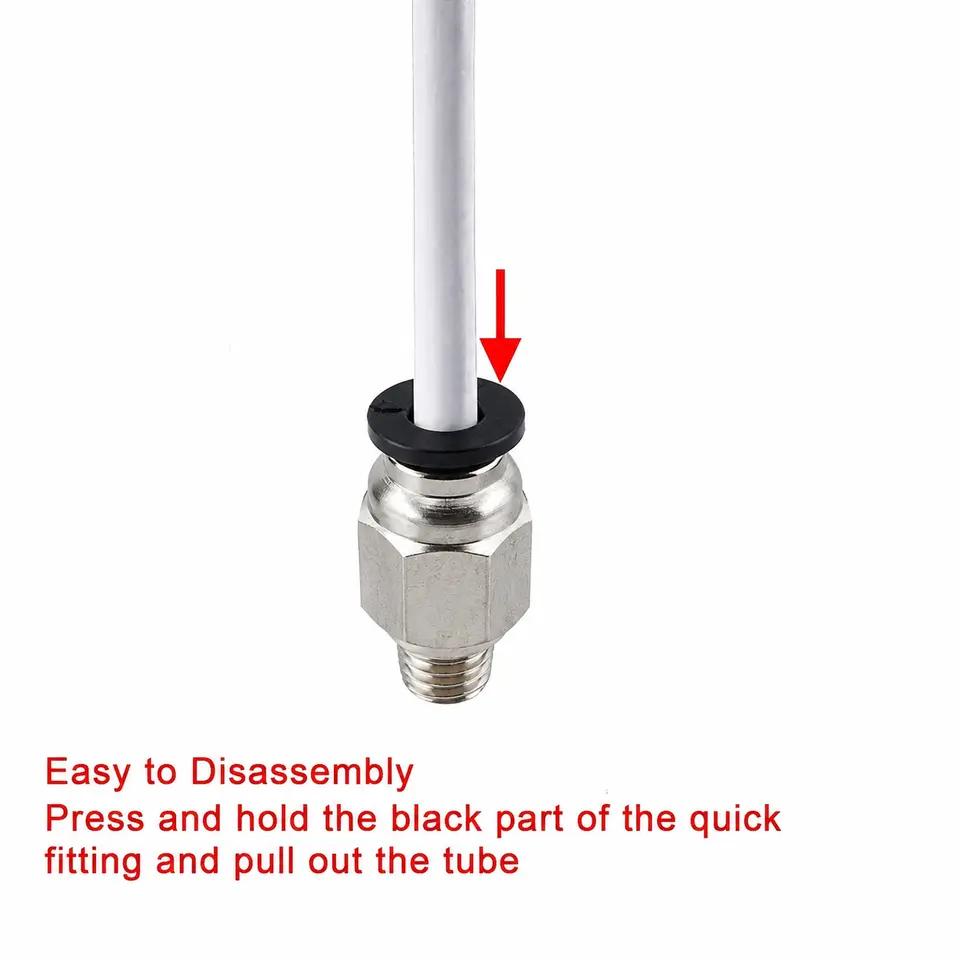 12 pcs PC4-M6 Pneumatic PTFE Tube Kit 10 Metal Fittings + 2 Plastic Quick-Connect Fittings, for 4mm Outer Diameter PTFE Tube image 4