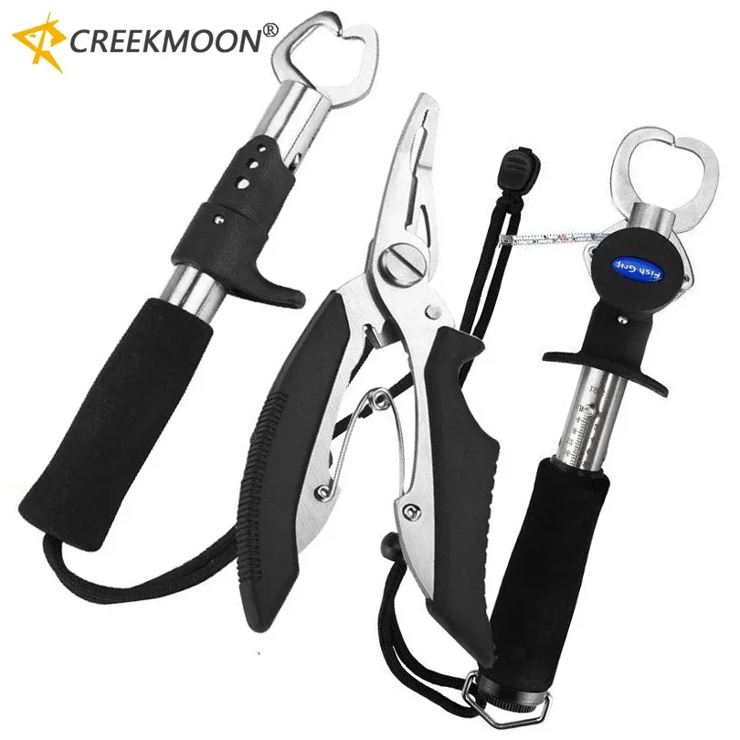 Pince coupe-grippe poisson pliable acier inox avec balance et mètre intégrés pour carpe et pêche