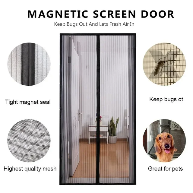 Magnetic Mosquito Net, Summer Insect Fly Control, Door Curtain Net, Living Room, Bedroom Curtain, Automatic Closing Door Screen