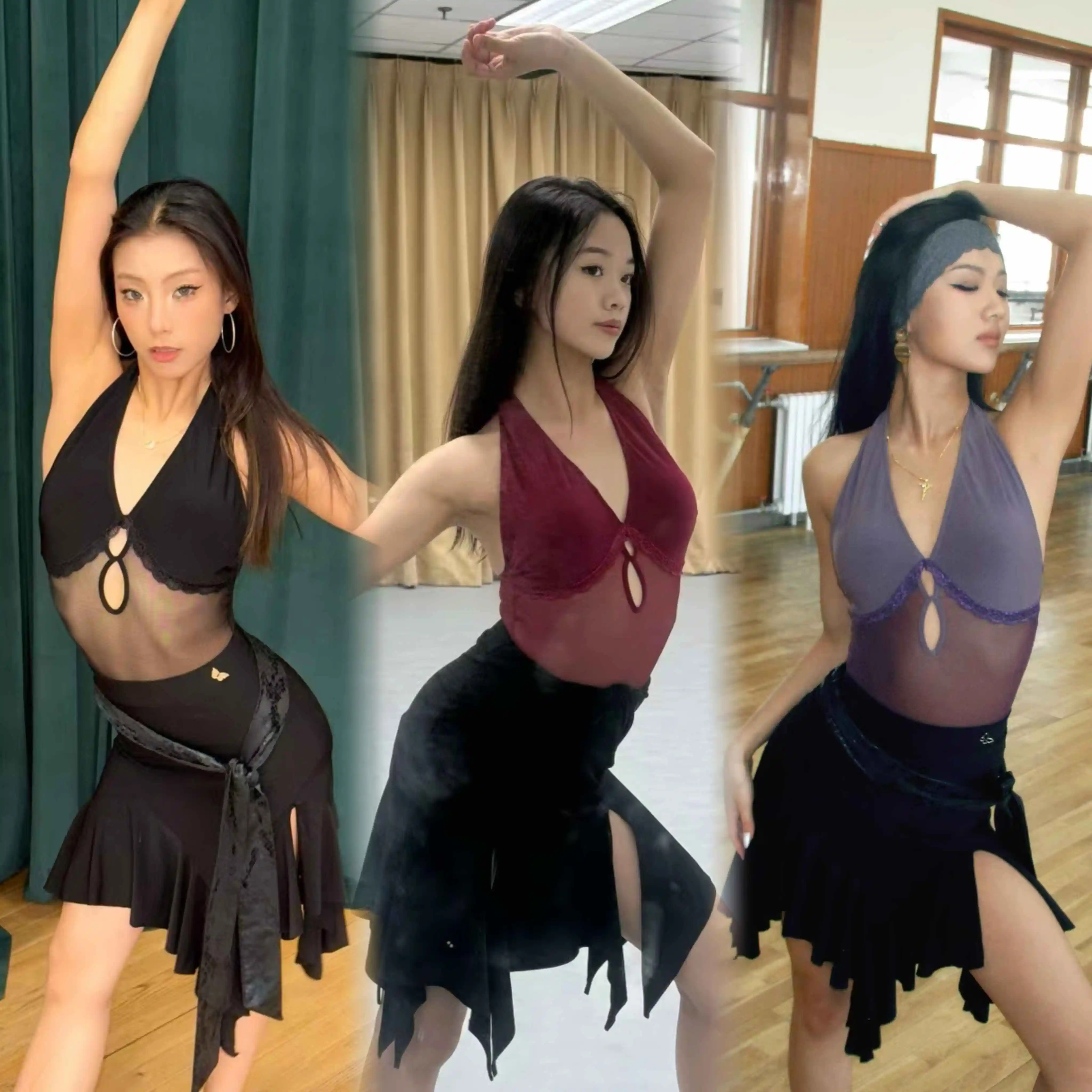 Net Celebrity Latin Dance Clothes High Collar Practice Clothes Modern Dance