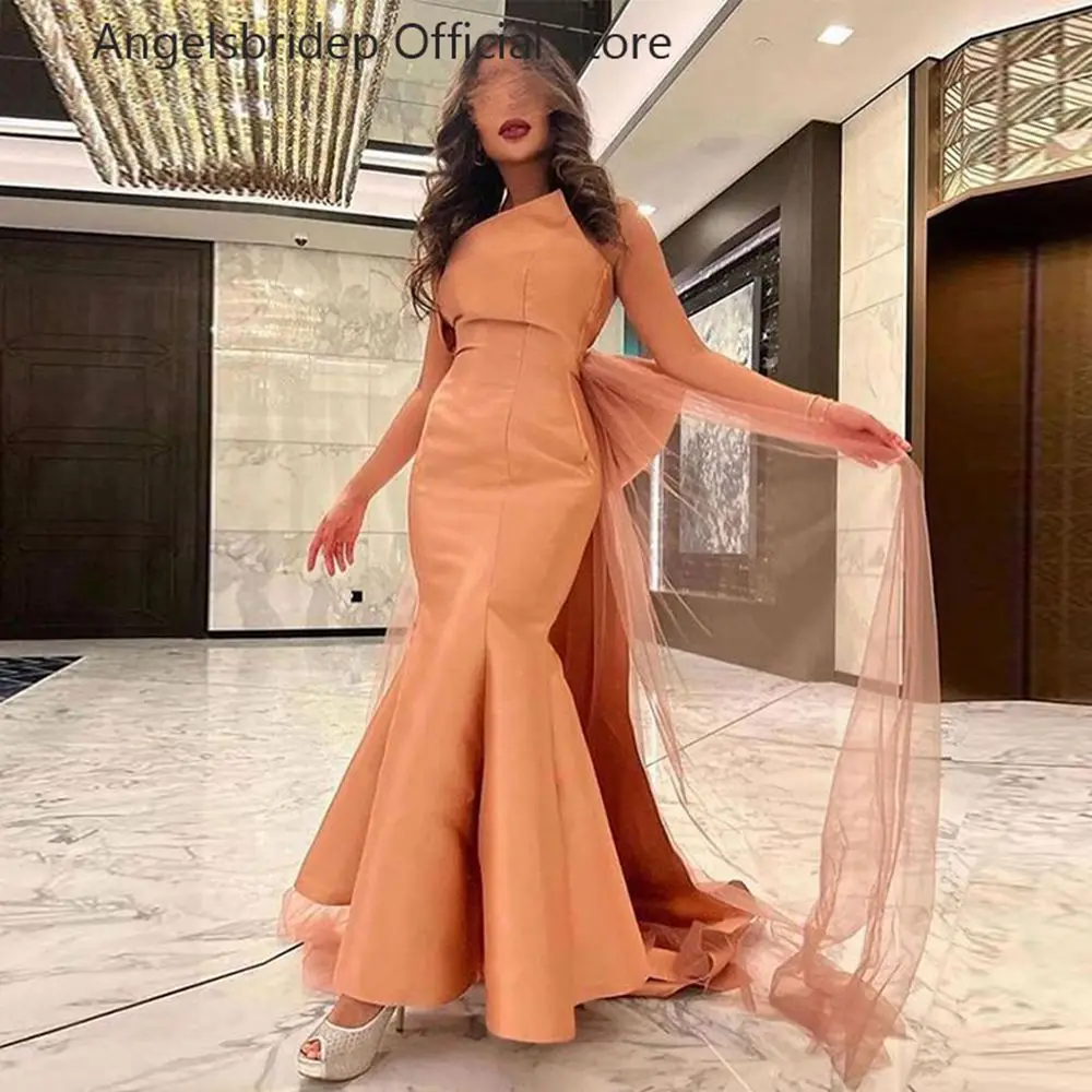 

Angelsbridep кружевные вечерние платья из Саудовской Аравии с длинными рукавами-фонариками из органзы вечернее платье с рюшами трапециевидные платья для выпускного вечера