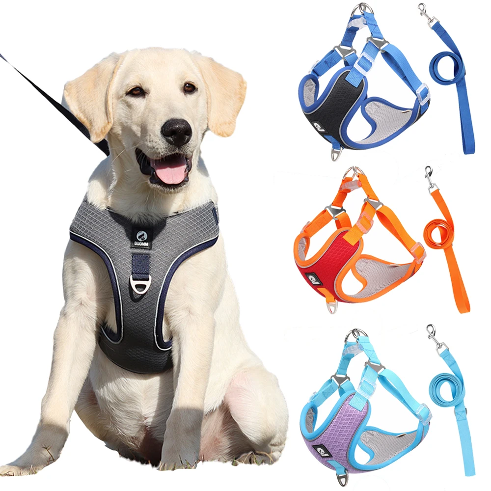 Breathable Dog Harness Adjustable No Pull Pet Dog Harness And Leash Set