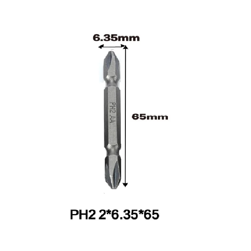 PH2 65mm 경도 마그네틱 크로스 더블 헤드, 전동 드라이버 도구 액세서리 포함