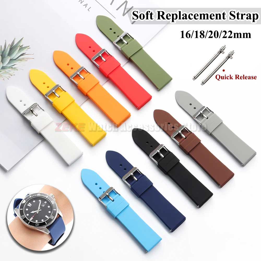 Quick Release Soft Silicone Waterproof Smartwatch Bracelet Replacement