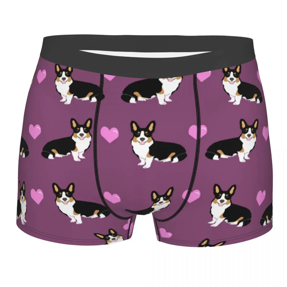 

Man Tricolored Corgi Dog Hearts Boxer Shorts Panties Soft Underwear Animal Homme Funny S-XXL Underpants