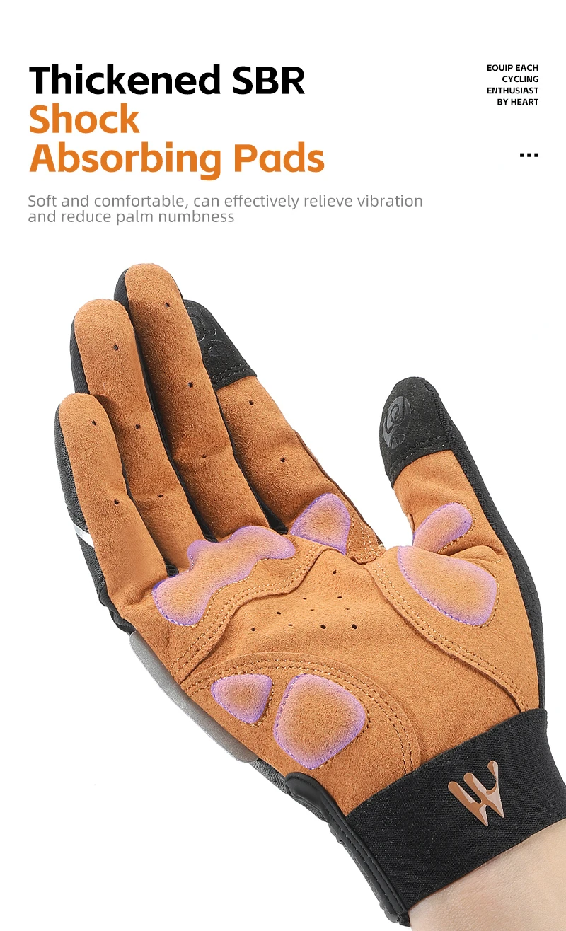 WEST BIKING Herren Vollfinger-Fahrradhandschuhe Touchscreen-fähig Rutschfest Stoßdämpfend Motorrad- und Fahrradhandschuhe für Frühling und Herbst – Detail 7