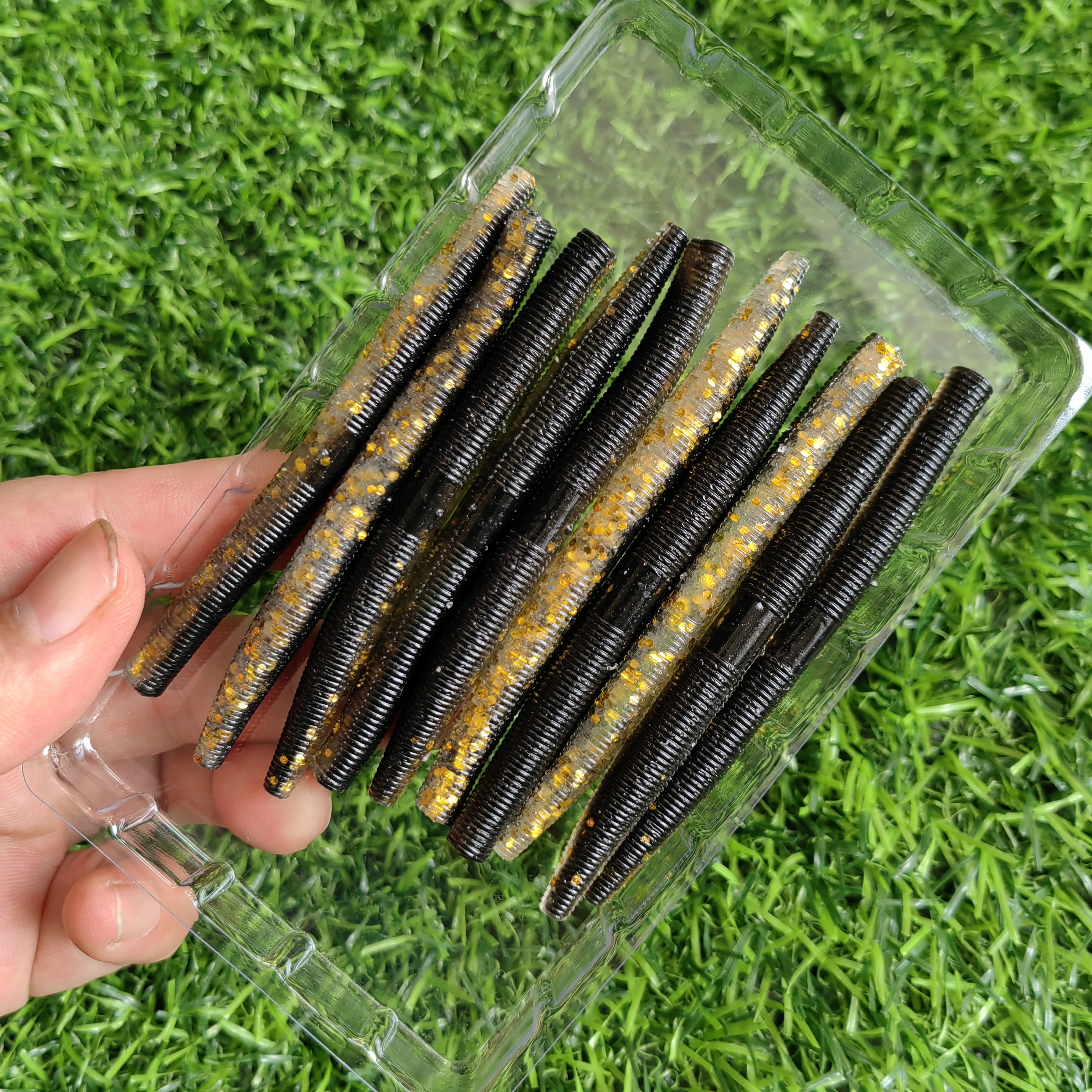MUKUN Weiche Köder Wurm 80mm 105mm 10 stücke Stick Wurm Köder Leurre Souple Wobbler Für Alle Fische pesca Bass Angeln Köder – Detail 4