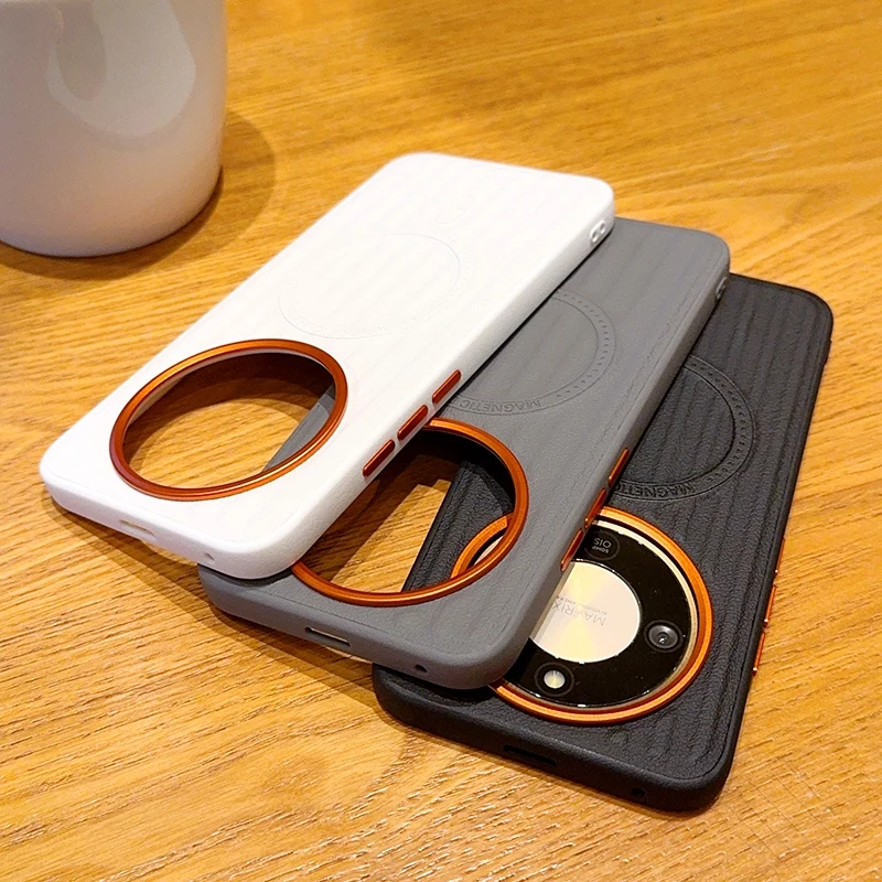 Premium Shockproof Magnetic Protective Back Cover - Hard PU Full Shell Case
