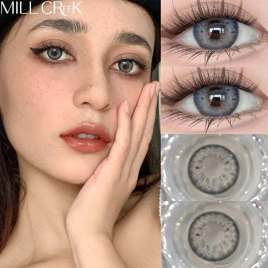 thumbnail image 1 of Mill Creek-lentes de contacto de Color morado, lentillas de Color azul de gran diámetro para pupilas con miopía 0 ~ 8,00, 1 of 3