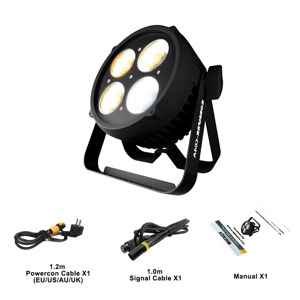 CoralPar DJ 디스코 밴드 무대용 쿨 앤 웜 COB 라이트, 균일한 색상 믹싱 터치 스크린, IP65 방수 파, 4x50w
