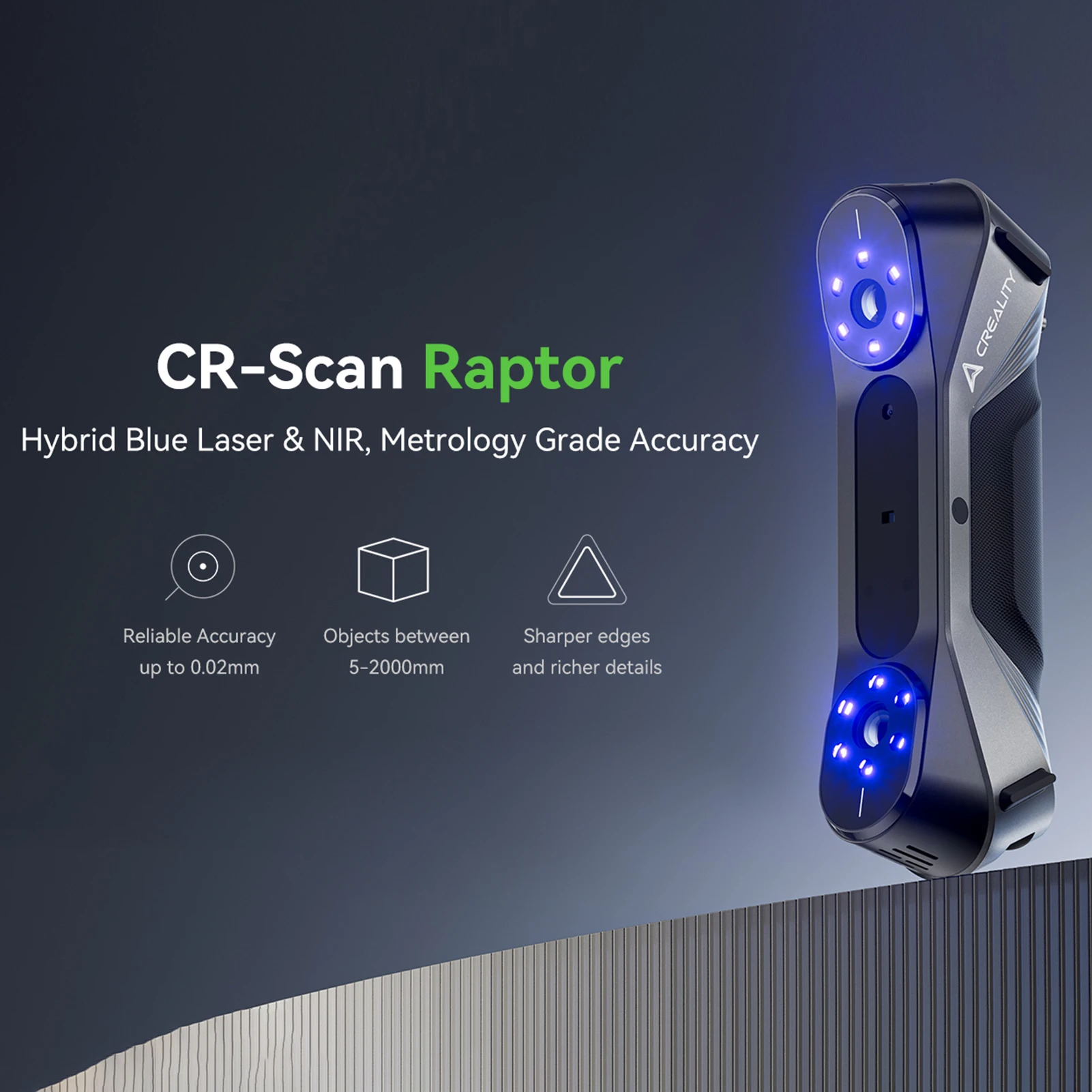 Creality 3D CR-Scan Raptor 멀티 라인 블루 및 NIR 소비자 3D 스캐너, 3D 프린팅 리버스 엔지니어링, 핸드헬드 스캐너 업