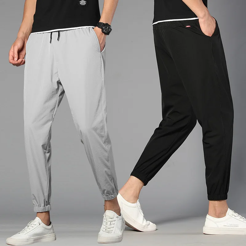 Large Size Summer Casual Pants With Small Leg Plus Size Cropped Solid Color Pants M-8XL
