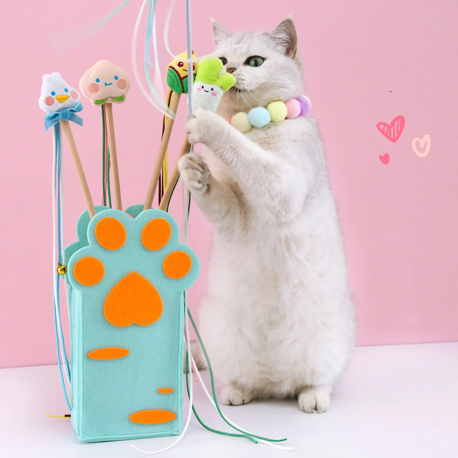 

Peach Maize Cloud Shallot Cat Teaser Interactive Indoor Toys Bite Resistant Stuffed Plush Toy Cute Cartoon Shaped Cat Teaser