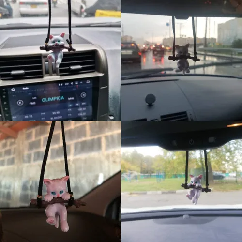 자동차 행잉 펜던트 장식, 귀여운 가지 고양이 백미러 펜던트, 스윙 자동차 인테리어 장식, 생일 선물, 자동차 액세서리 2